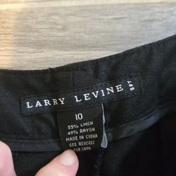 Larry Levine Linen Blend black Wide Leg Crop Pants Trousers Cuffed Hem Sz 16 - Picture 6 of 10